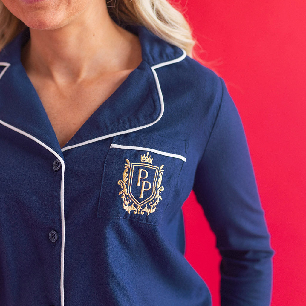 Navy Women's Flannelette Luxe Pajama Set