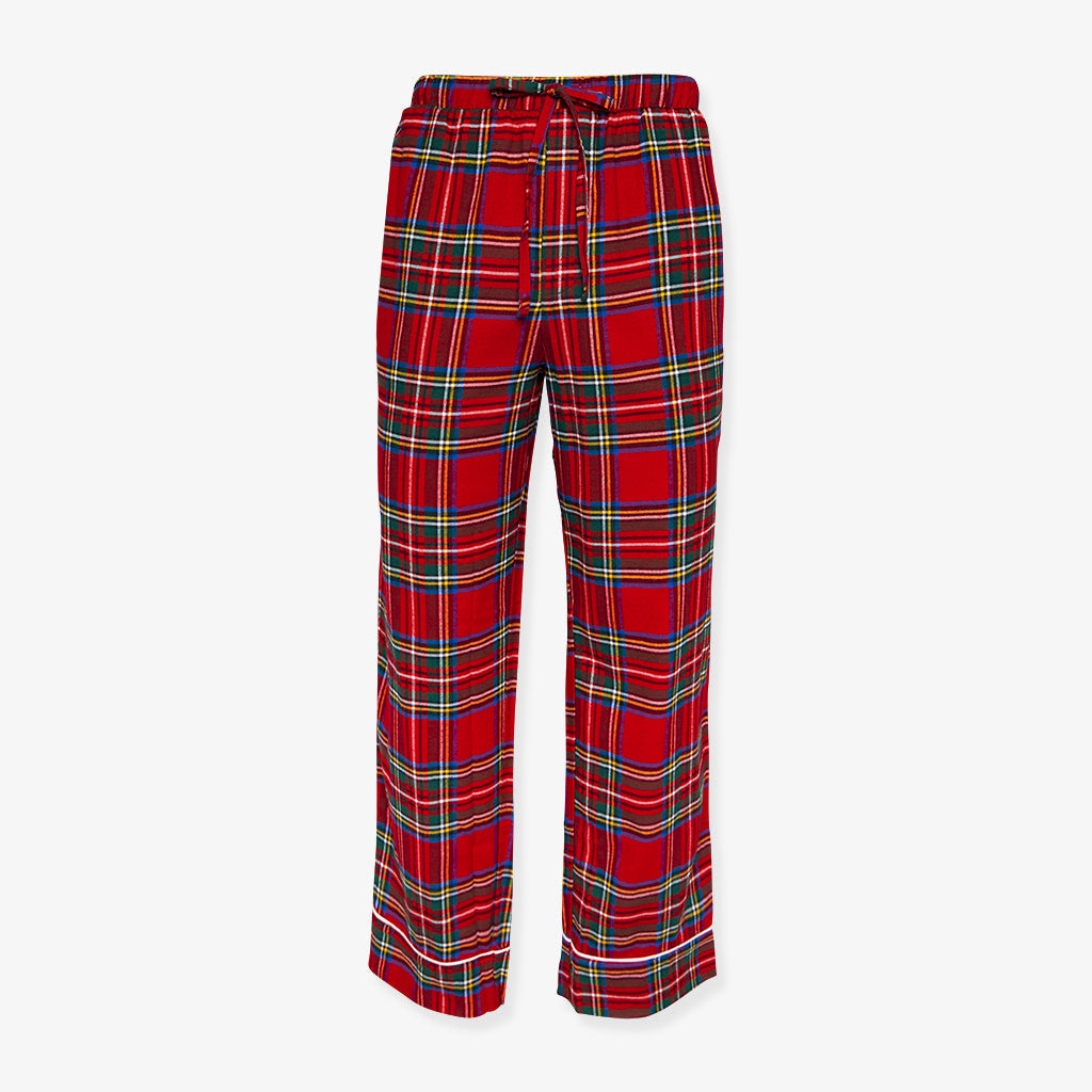 Red Tartan Plaid Men's Flannelette Pajama Set