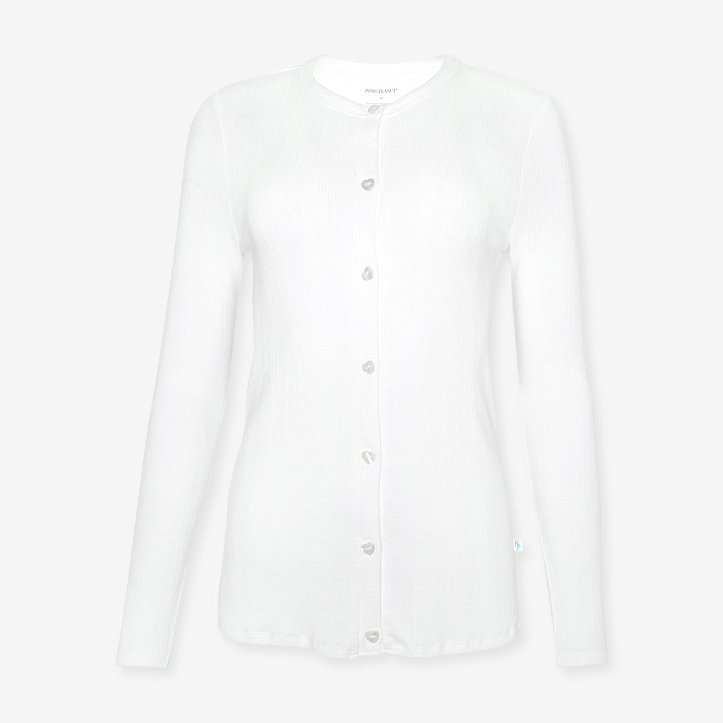 White Pointelle Women's Cardigan