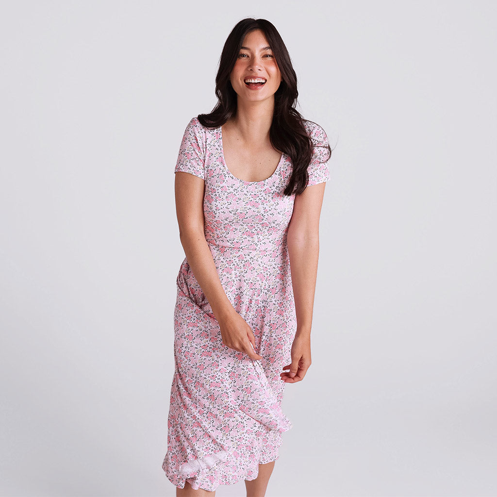 Meadow Haze Pointelle Women's Scoop Midi Dress