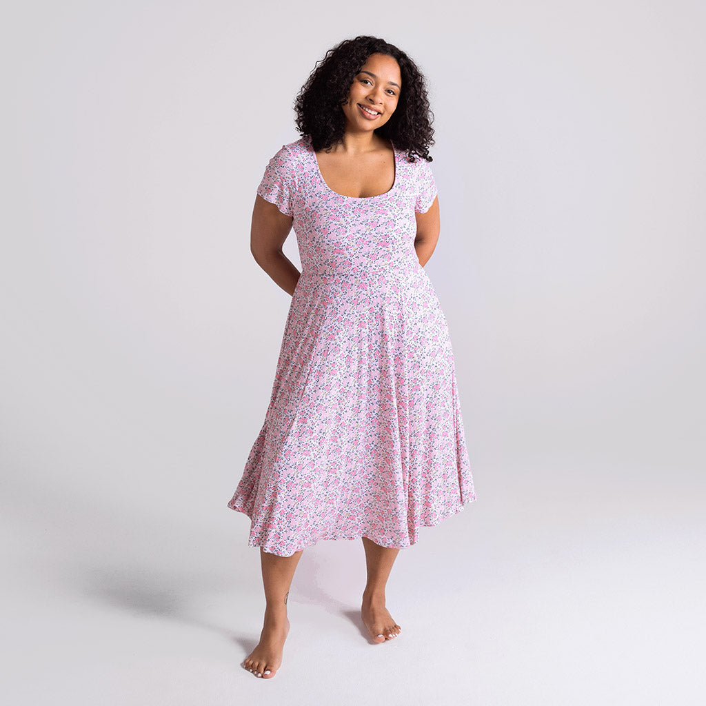Meadow Haze Pointelle Women's Scoop Midi Dress