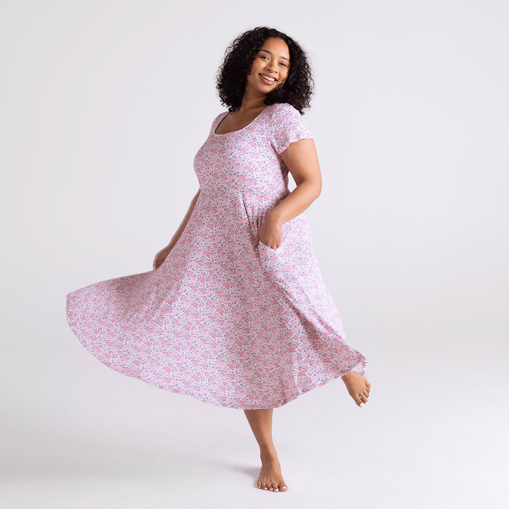 Meadow Haze Pointelle Women's Scoop Midi Dress