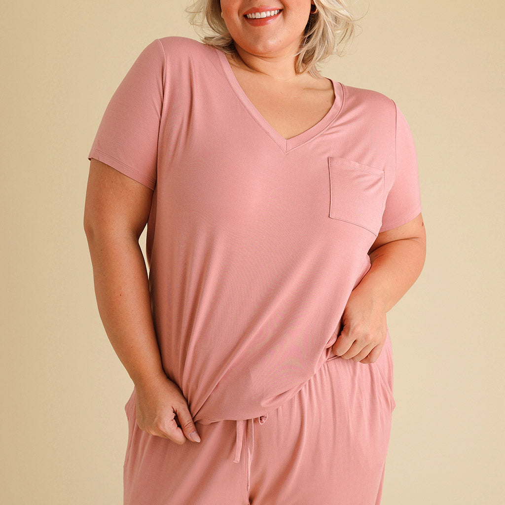 Dusty Rose Women's V-Neck Tee