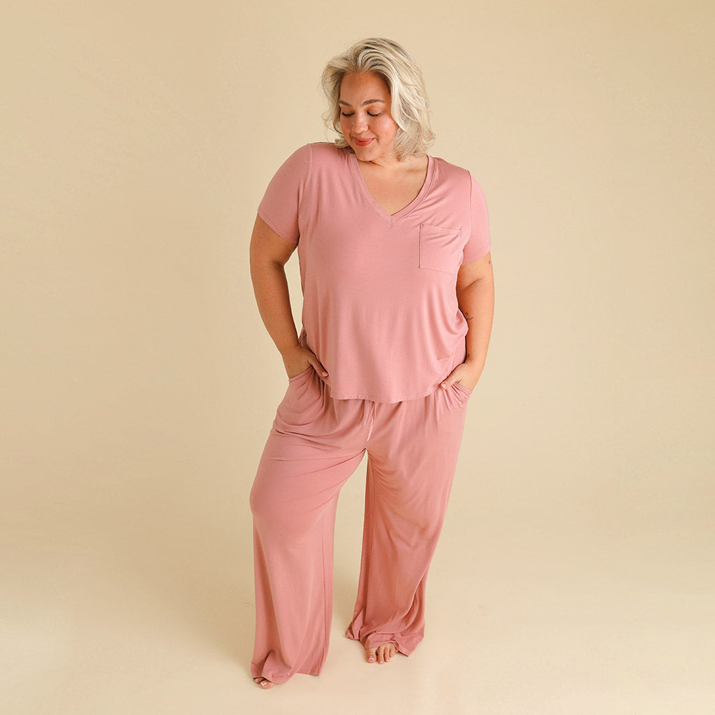Dusty Rose Women's V-Neck Tee