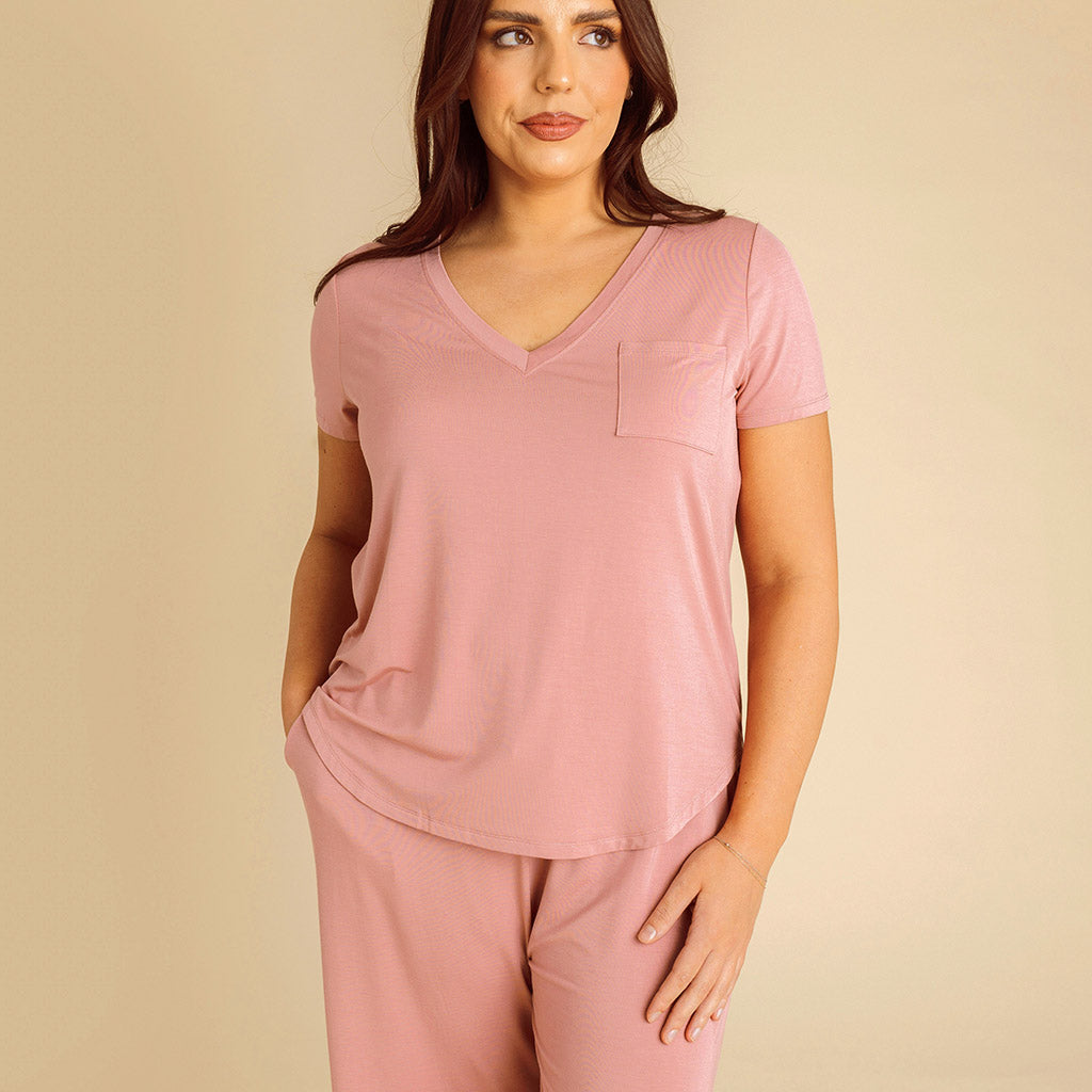 Dusty Rose Women's V-Neck Tee