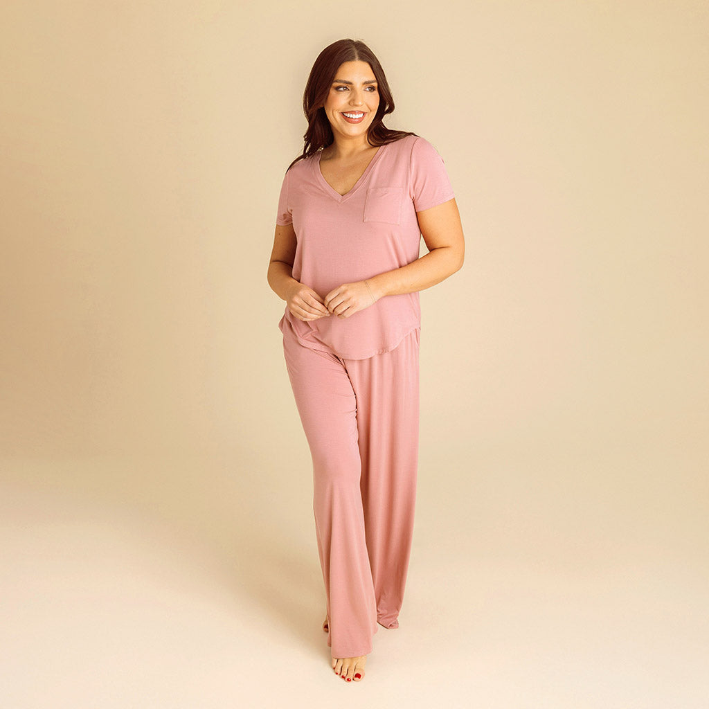Dusty Rose Women's V-Neck Tee
