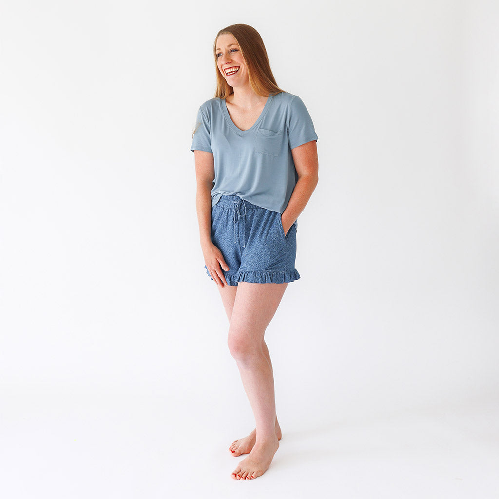 Dusty Blue Women's V-Neck Tee
