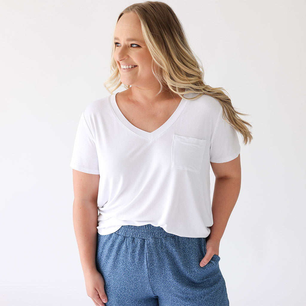 Women's White V-Neck Tee