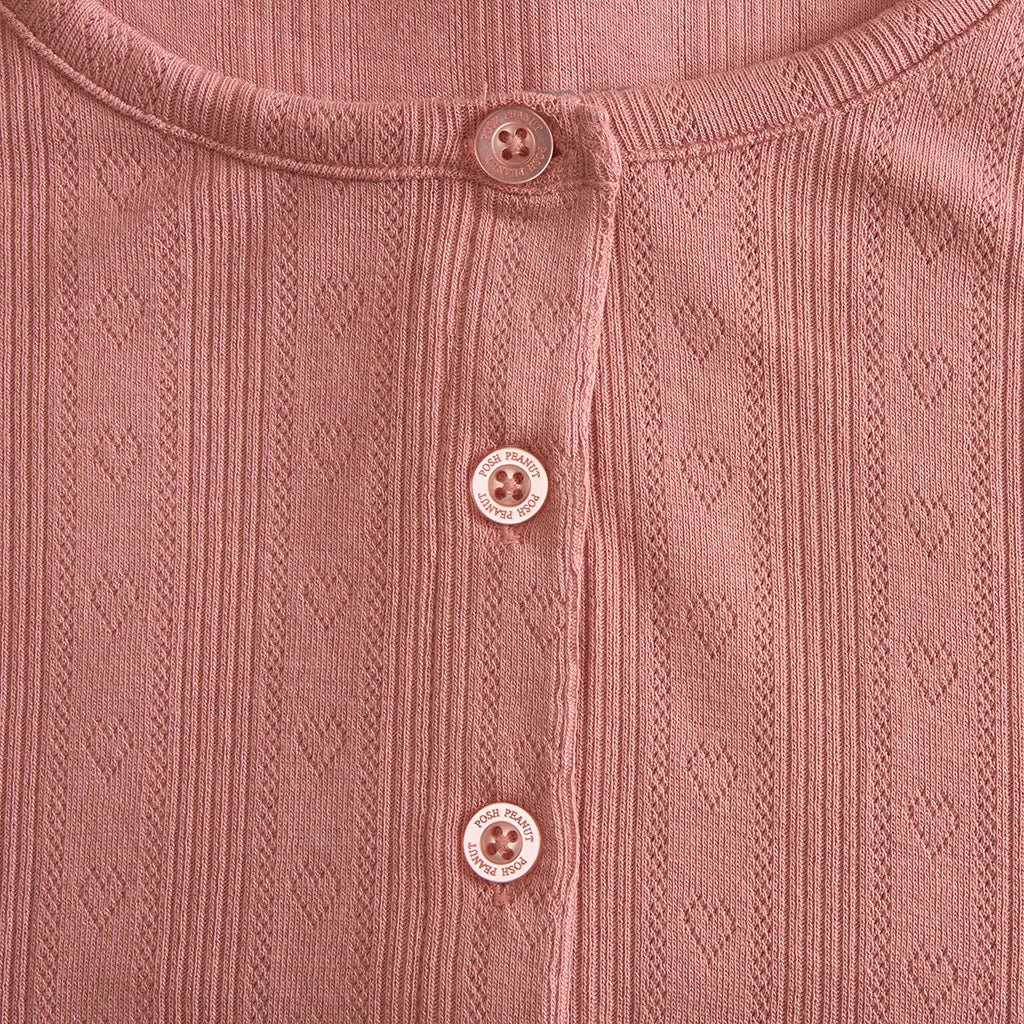 Dusty Rose Women's Pointelle Henley Top