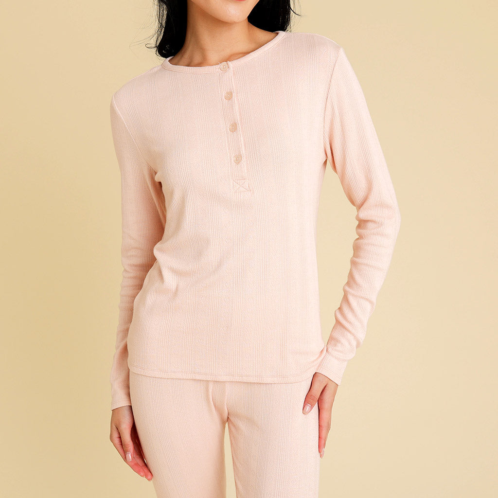 Dusty Blush Women's Pointelle Henley Top