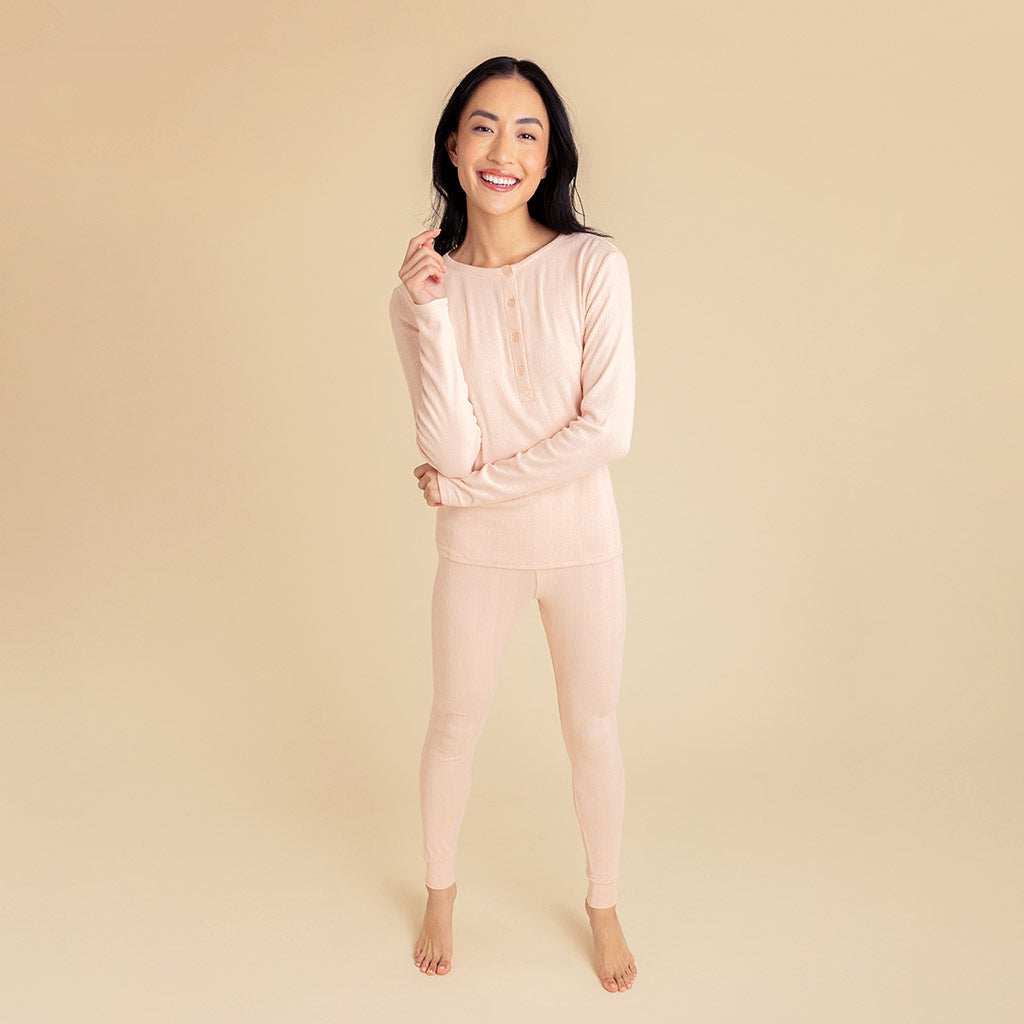 Dusty Blush Women's Pointelle Henley Top