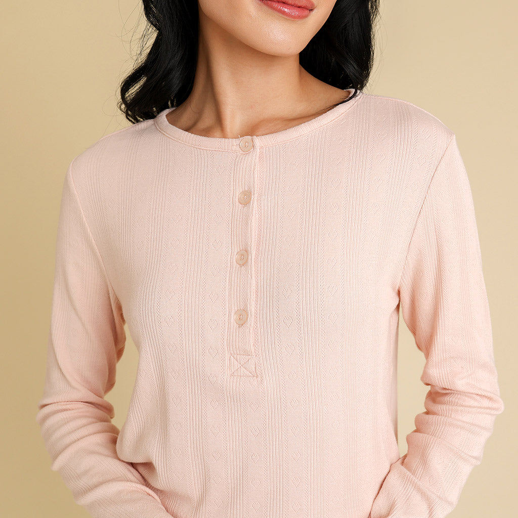 Dusty Blush Women's Pointelle Henley Top
