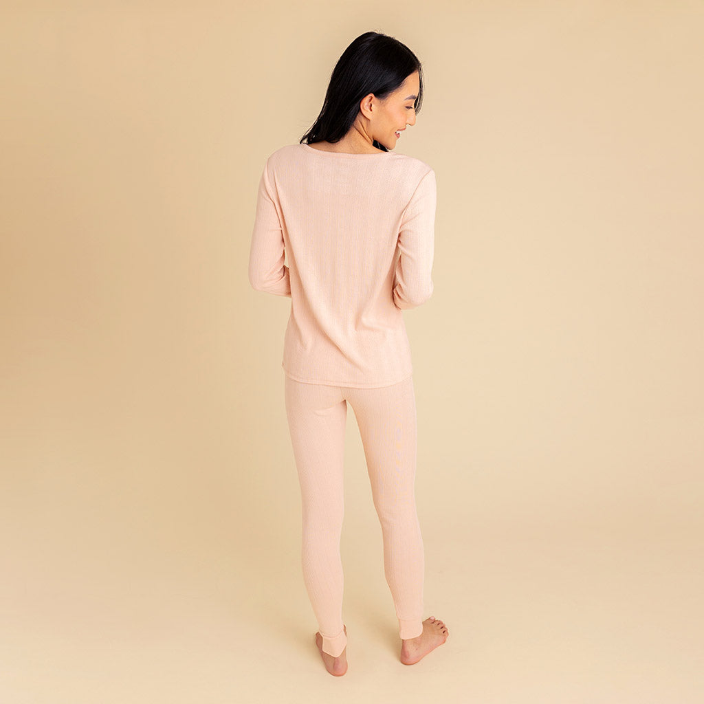 Dusty Blush Women's Pointelle Henley Top