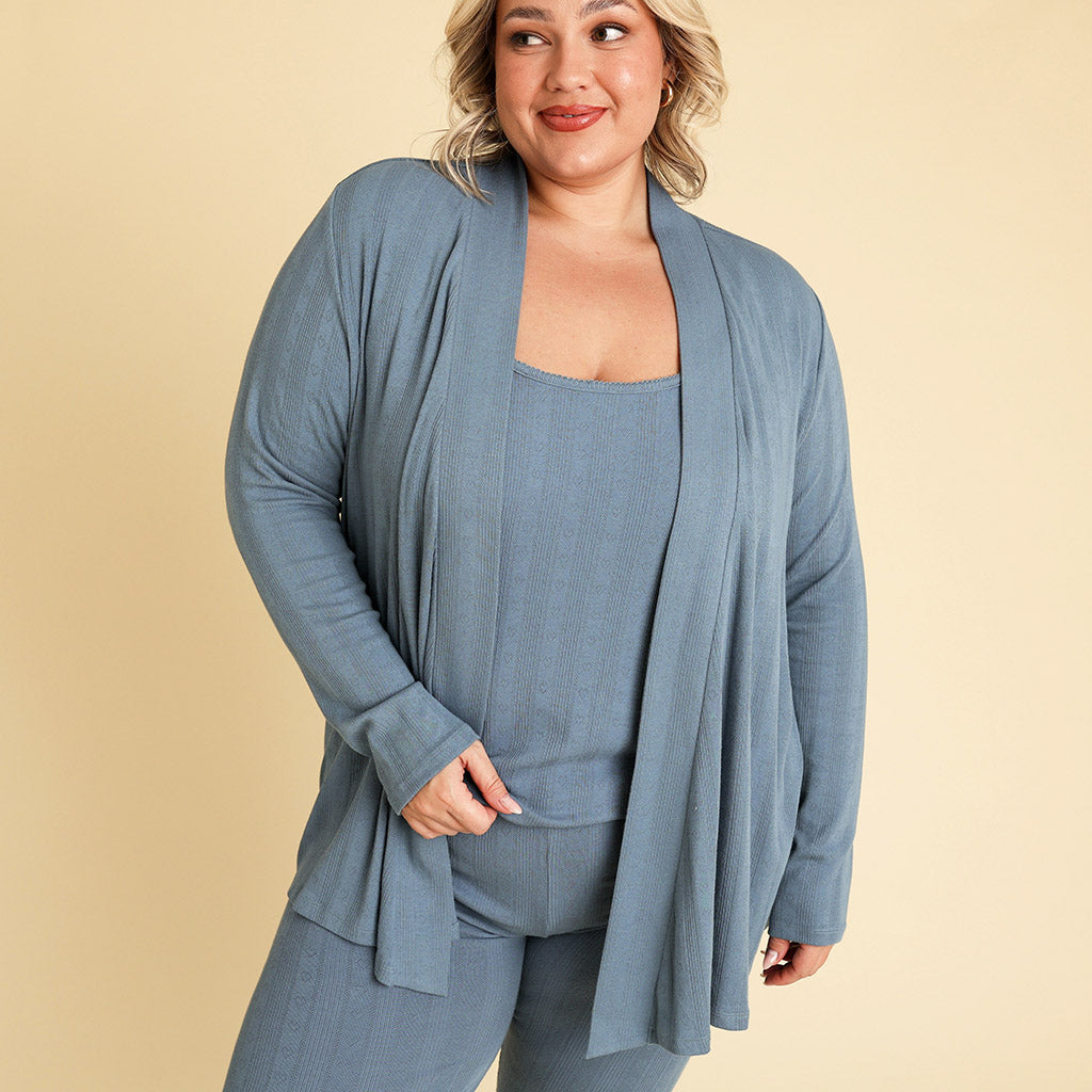 Slate Women's Pointelle Fly Away Cardigan