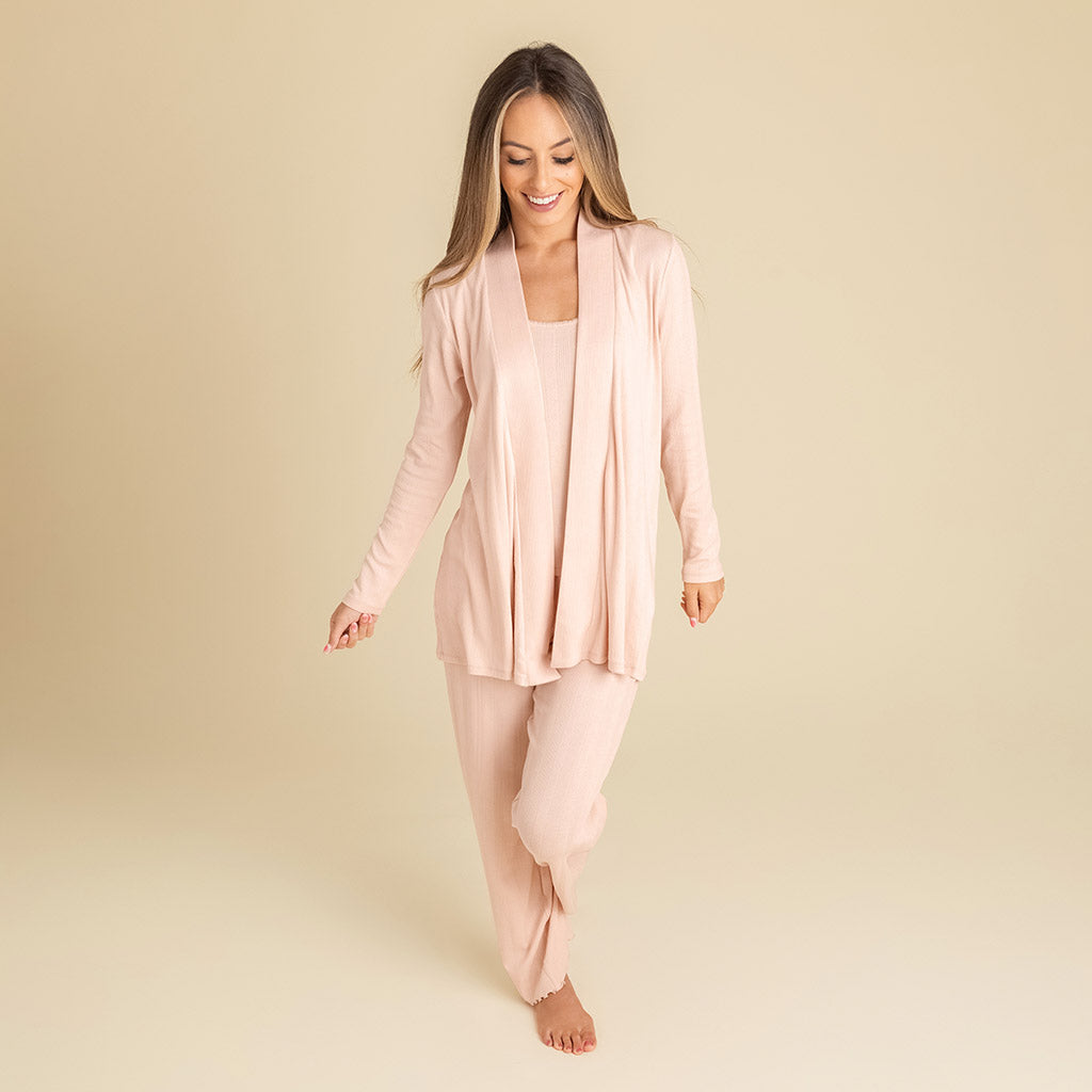 Dusty Blush Women's Pointelle Fly Away Cardigan