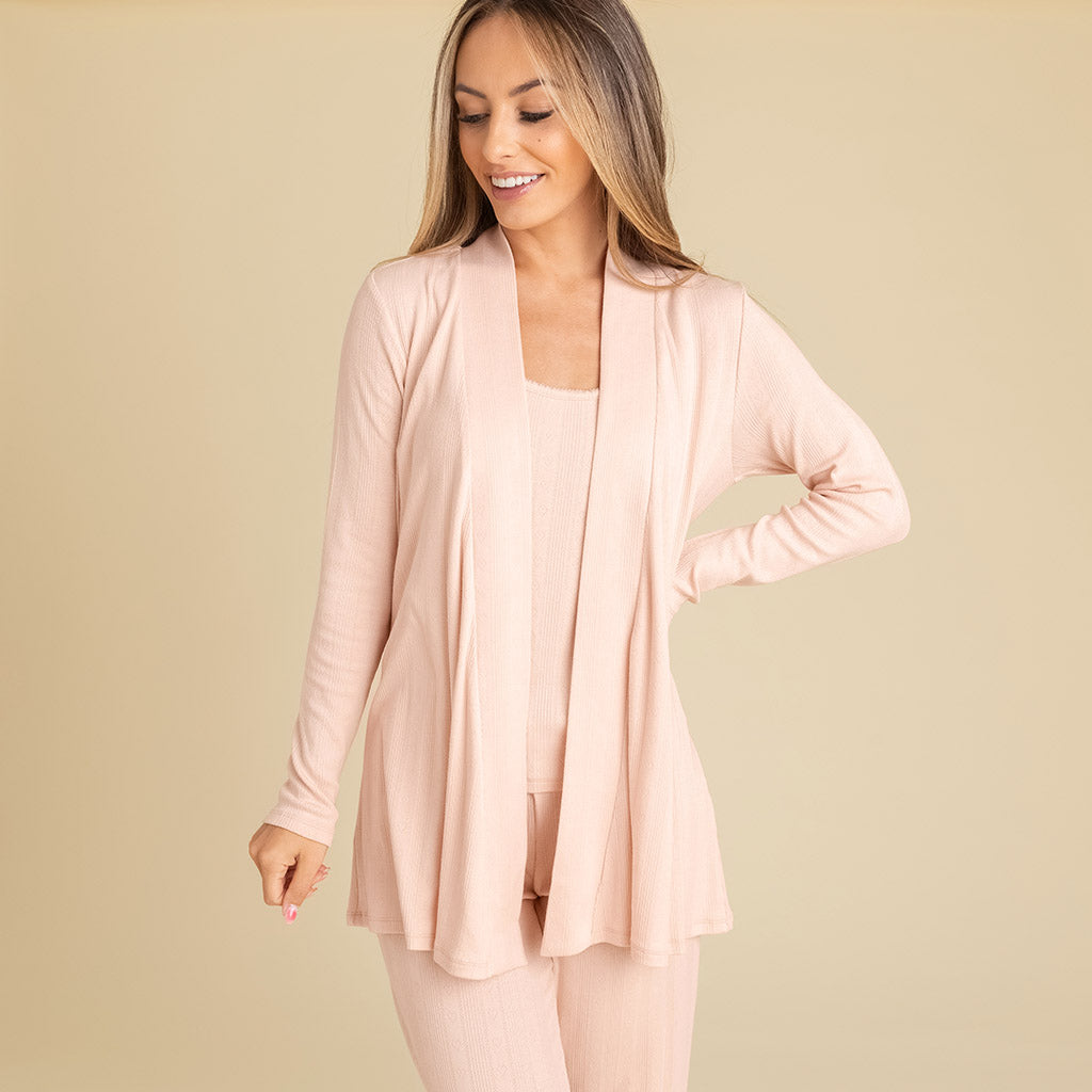 Dusty Blush Women's Pointelle Fly Away Cardigan