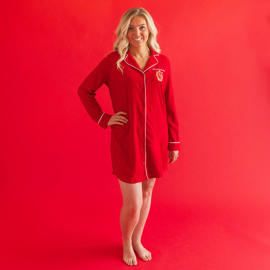 Garnet Red Women's Flannelette Sleep Shirt