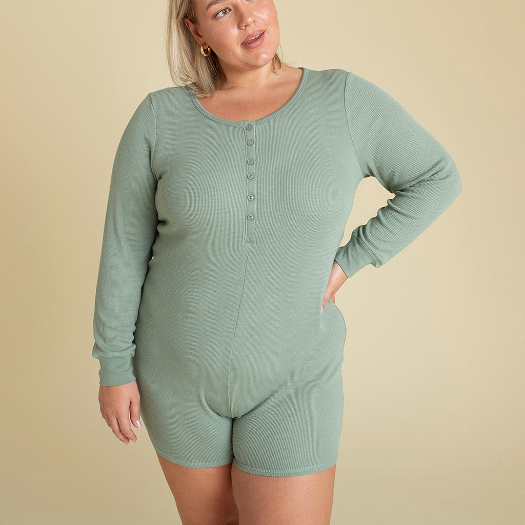 Soft Jade Women's Waffle Romper