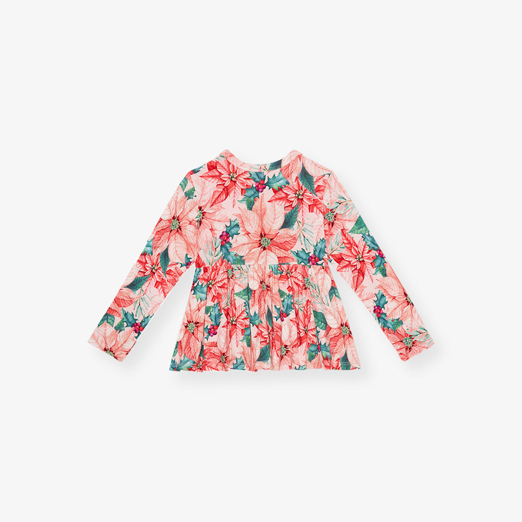 Poinsettia Peplum Ruffled Bummie Set