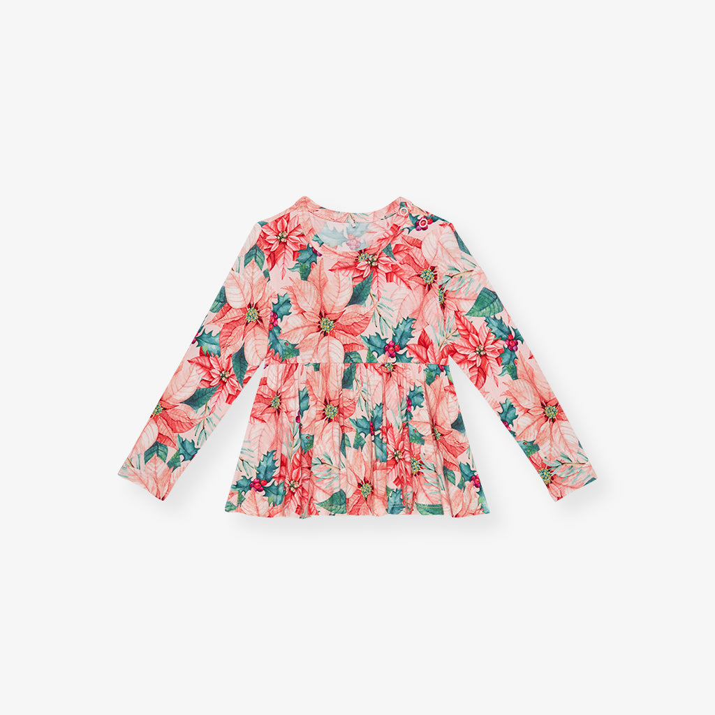 Poinsettia Peplum Ruffled Bummie Set