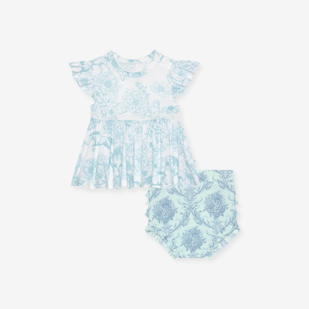 Charlotte Anne Ruffled Cap Sleeve Peplum Ruffled Bummie Set