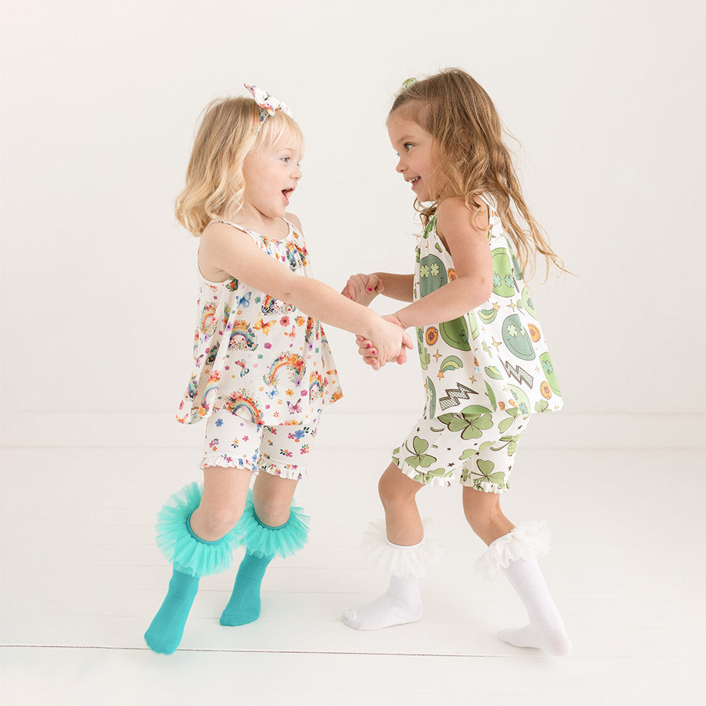 Lucky Rainbow Tank Ruffled Short Set