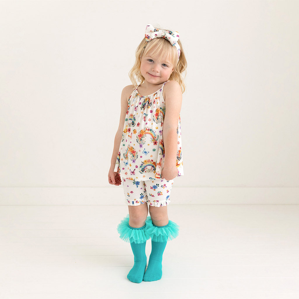 Lucky Rainbow Tank Ruffled Short Set
