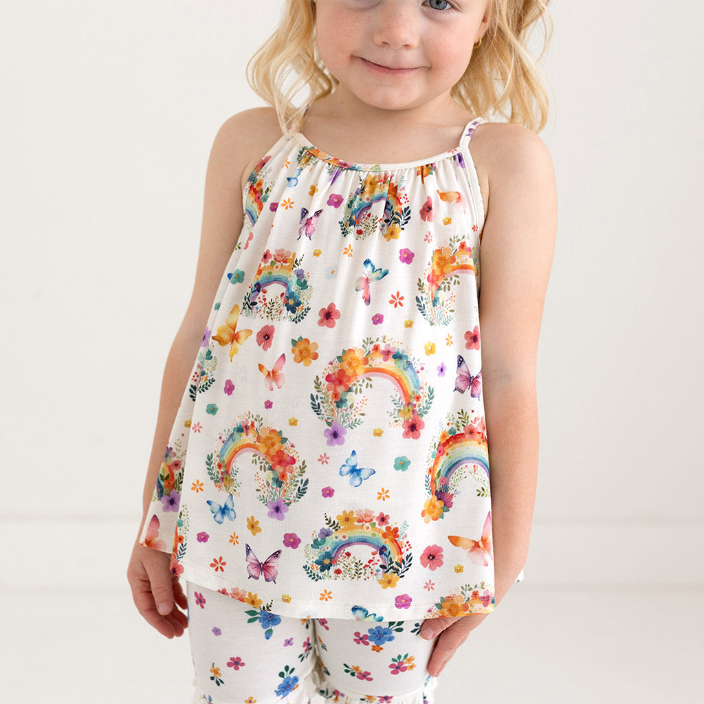 Lucky Rainbow Tank Ruffled Short Set