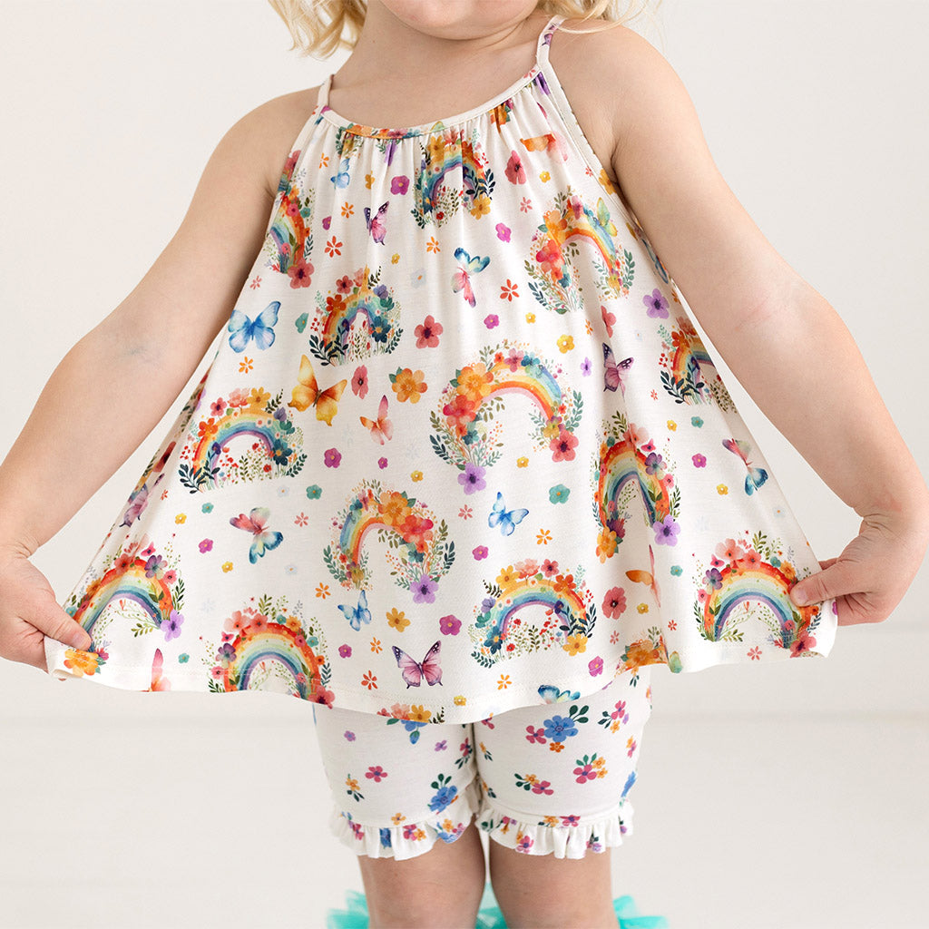 Lucky Rainbow Tank Ruffled Short Set