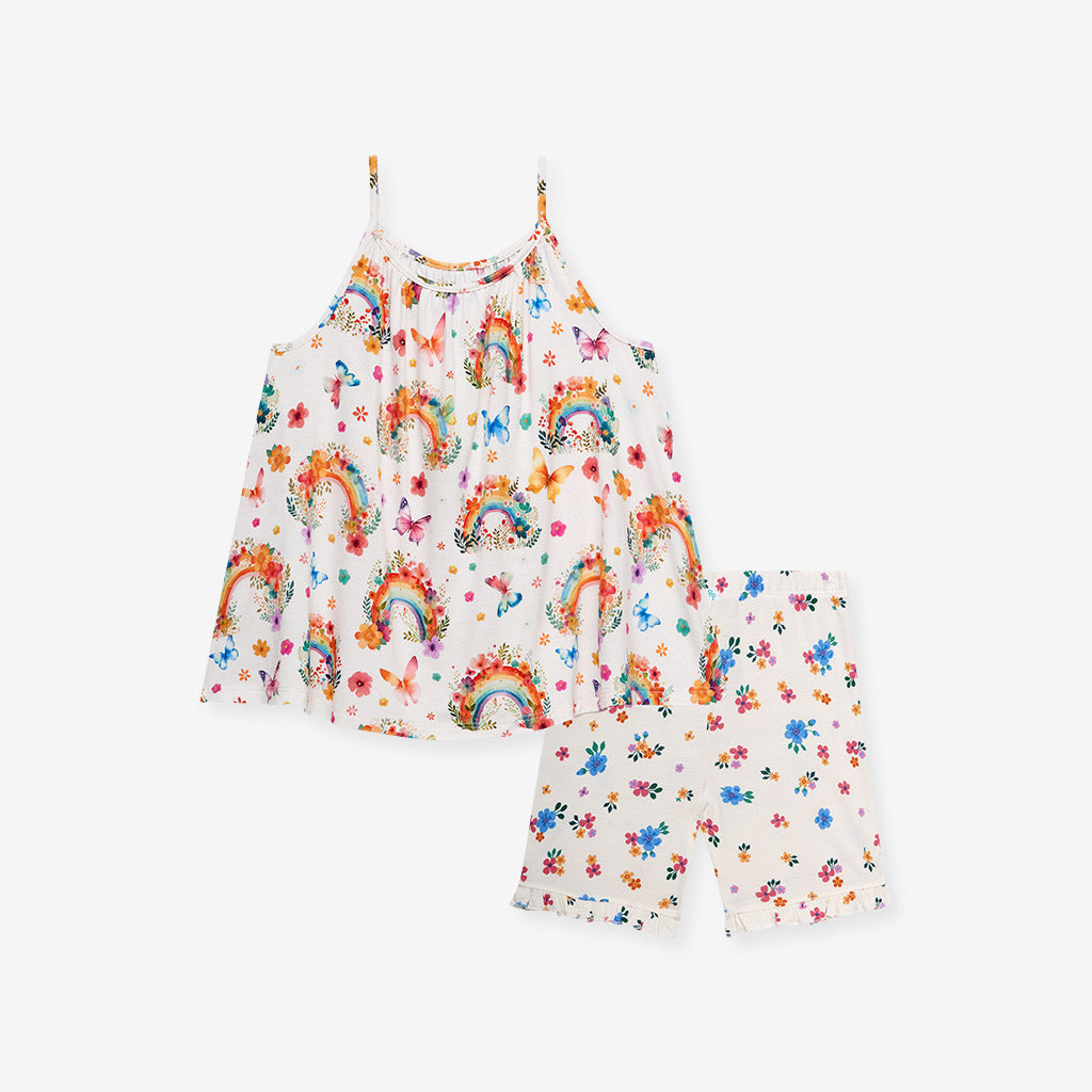 Lucky Rainbow Tank Ruffled Short Set