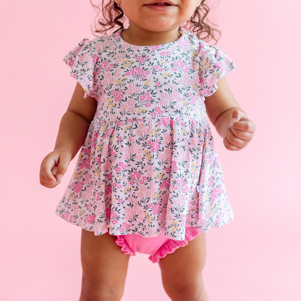 Meadow Haze Pointelle Peplum Bummie Set