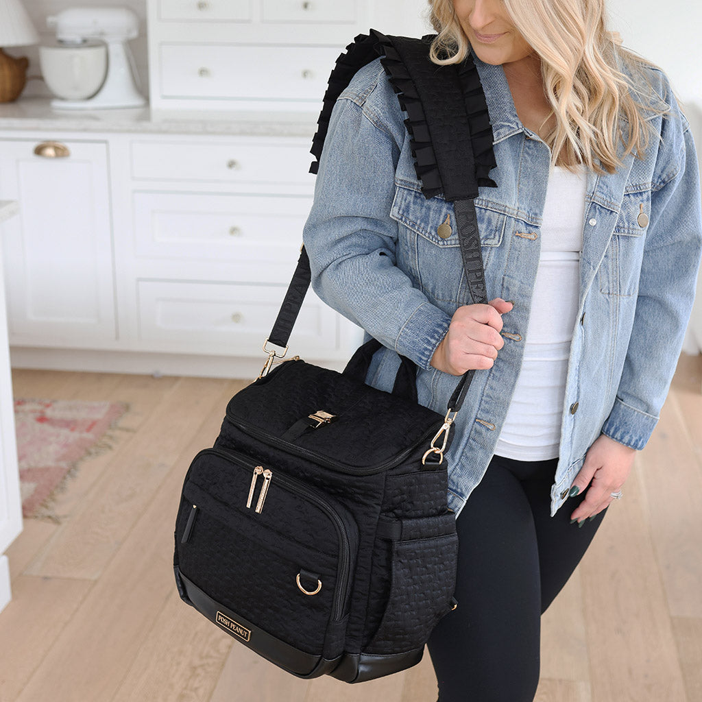 Posh Quilted Ruffled Shoulder Strap