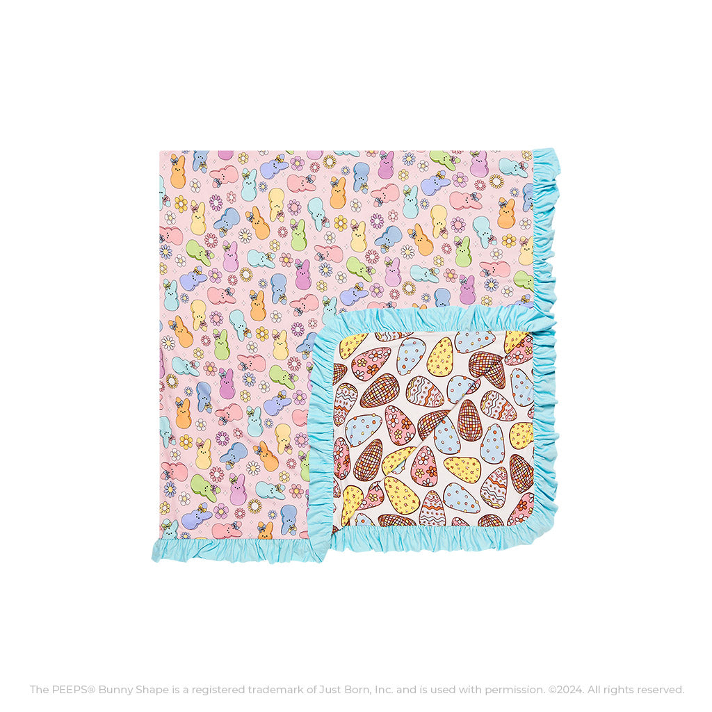 Addison Mae & Posh Easter Eggs Ruffled Luxe Patoo® Blanket
