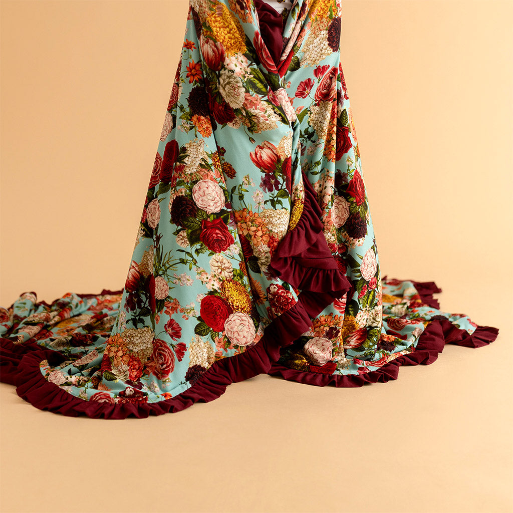 Adalynn & Dark Cherry Ruffled Luxe Patoo® Blanket