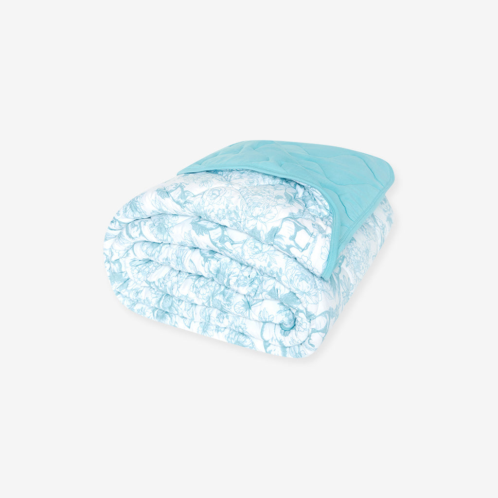 Charlotte Anne & Spring Dusk Blue Reversible Quilted Patoo® Blanket