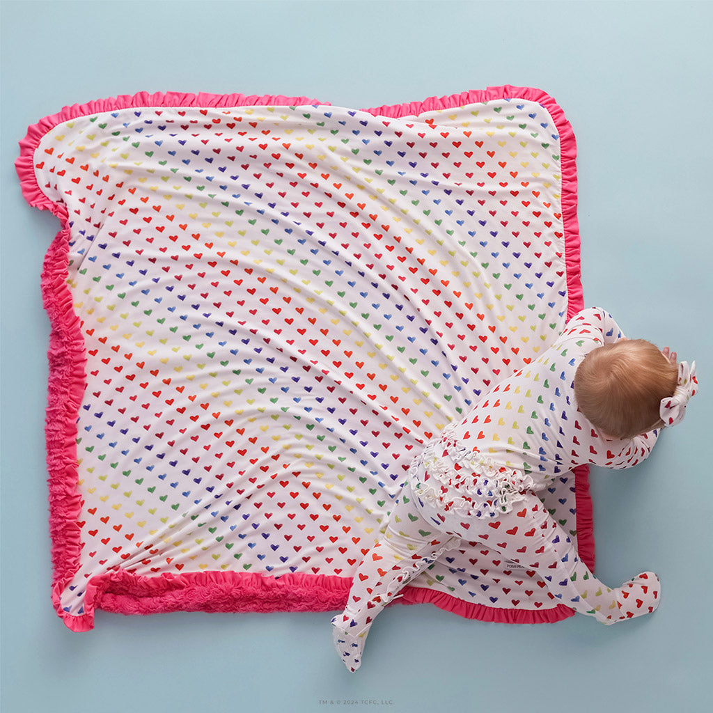 Care Bears™ Rainbow Hearts Minky Ruffled Luxette Patoo® Blanket