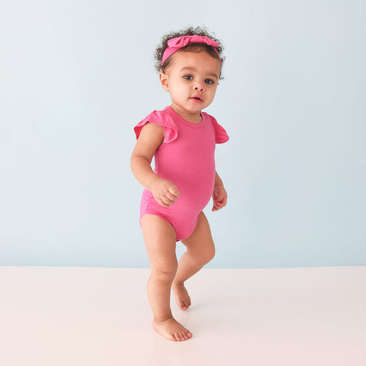 Posh Hot Pink Ruffled Bodysuit