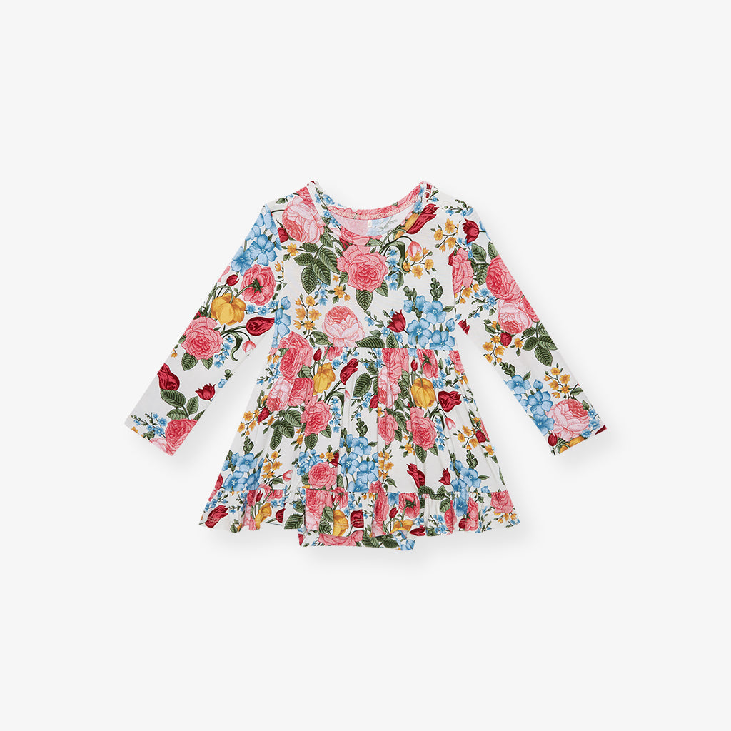 Rubina Long Sleeve Ruffled Bodysuit Dress