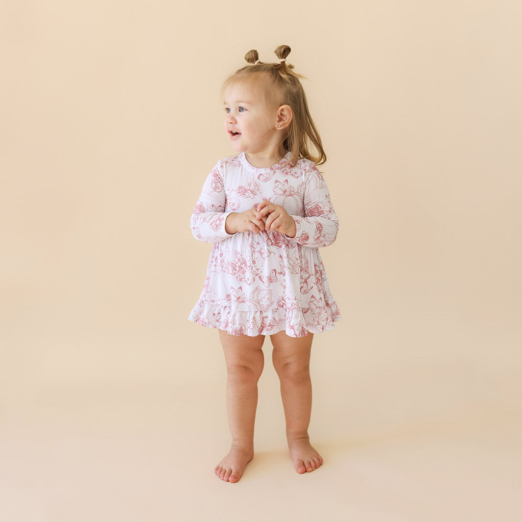 Toile de Pumpkin Ruffled Bodysuit Dress