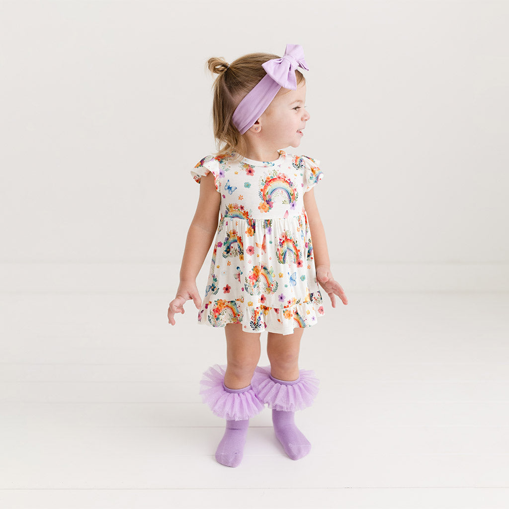 Lucky Rainbow Ruffled Twirl Bodysuit Dress