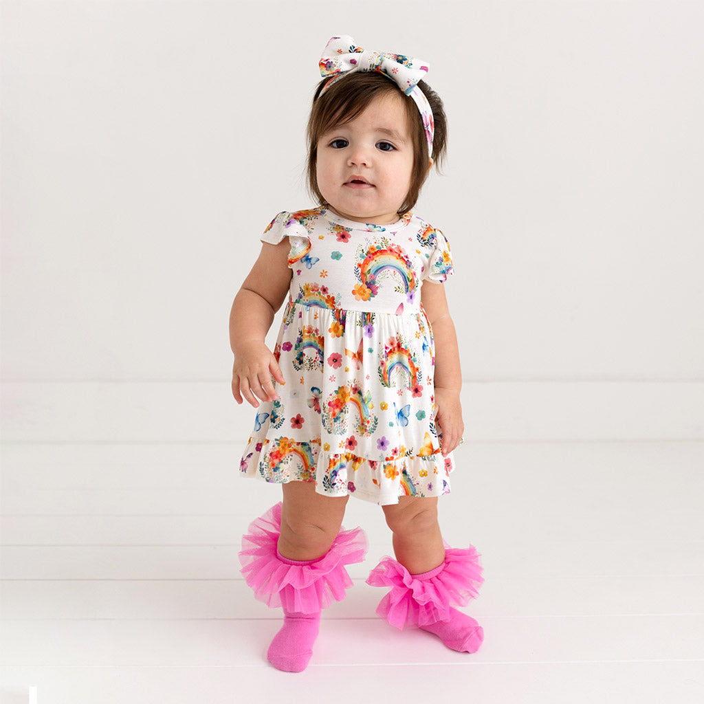 Lucky Rainbow Ruffled Twirl Bodysuit Dress