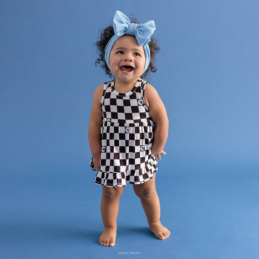 Hot Wheels™ Retro Checker Racerback Ruffled Bodysuit Dress