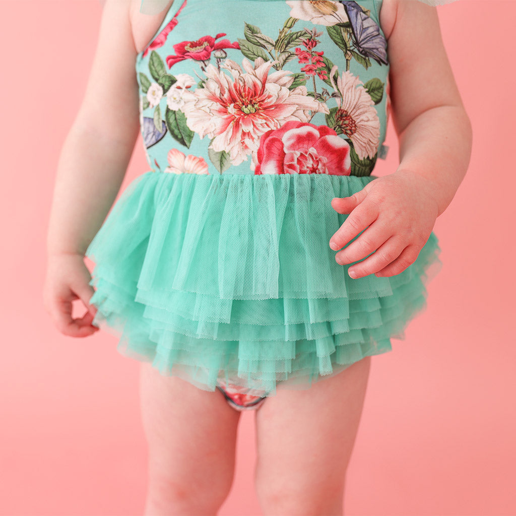 Nikki Danielle Tulle Smocked Bodysuit Dress