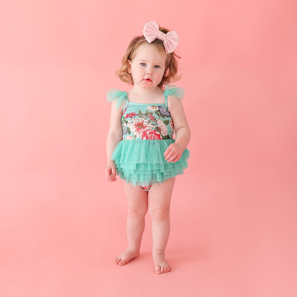 Nikki Danielle Tulle Smocked Bodysuit Dress