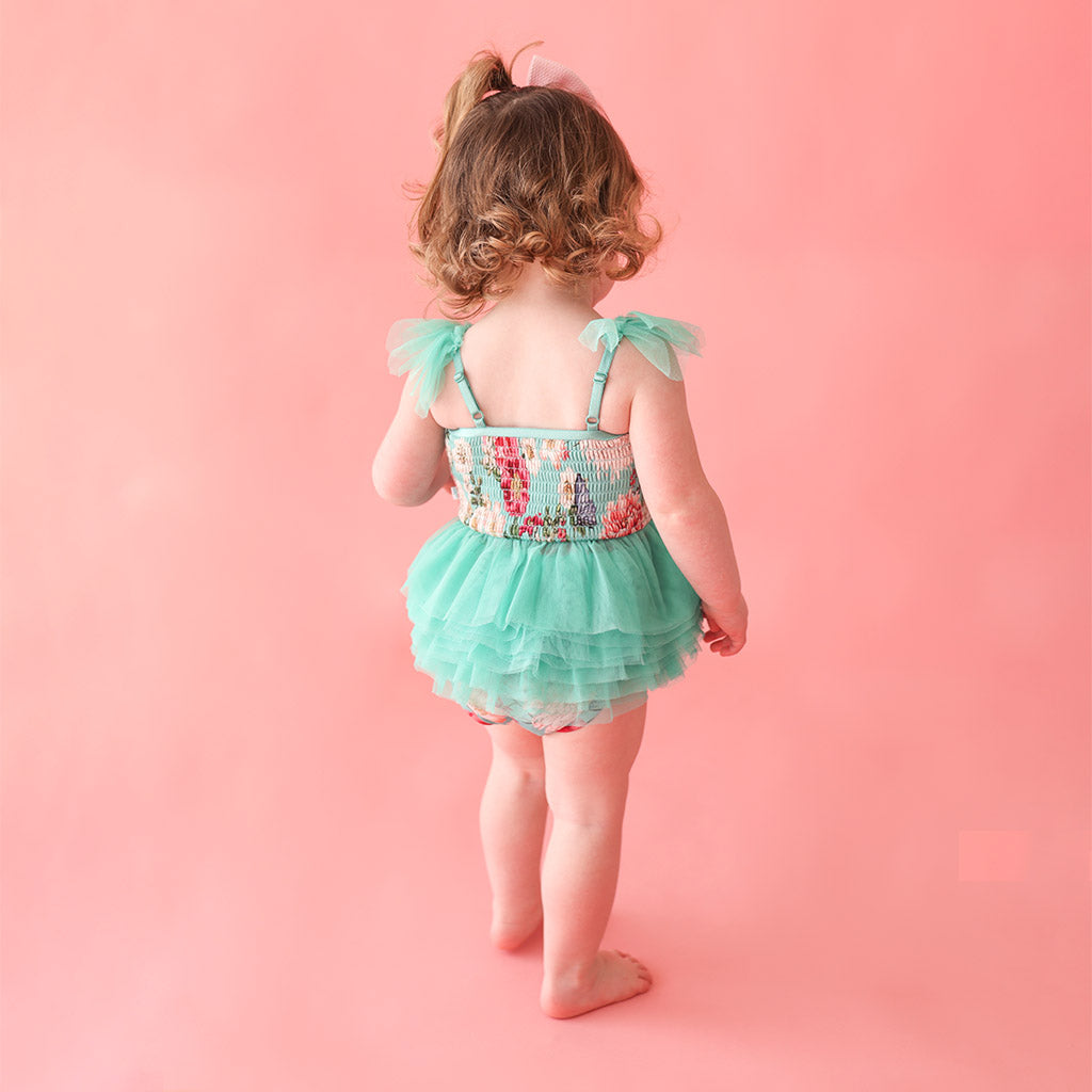 Nikki Danielle Tulle Smocked Bodysuit Dress