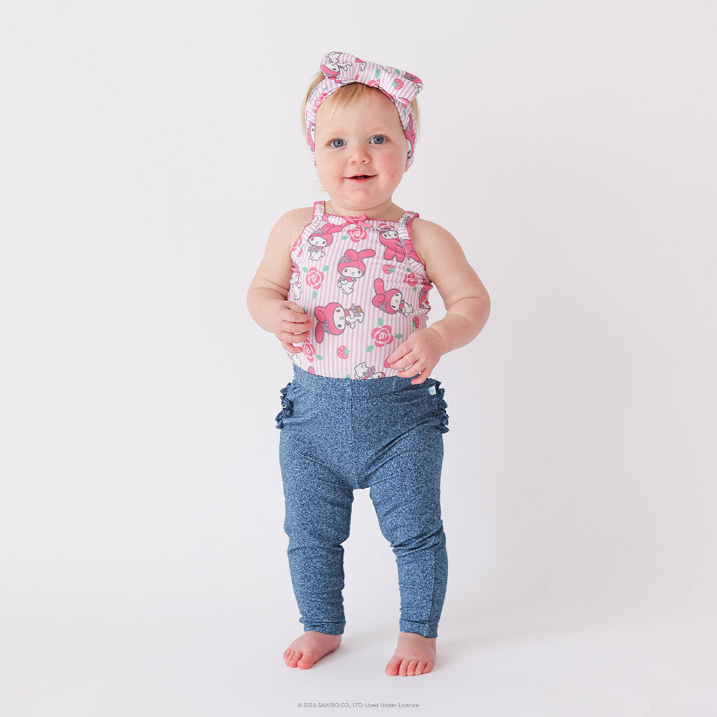 Indigo Denim Ruffled Bum Leggings