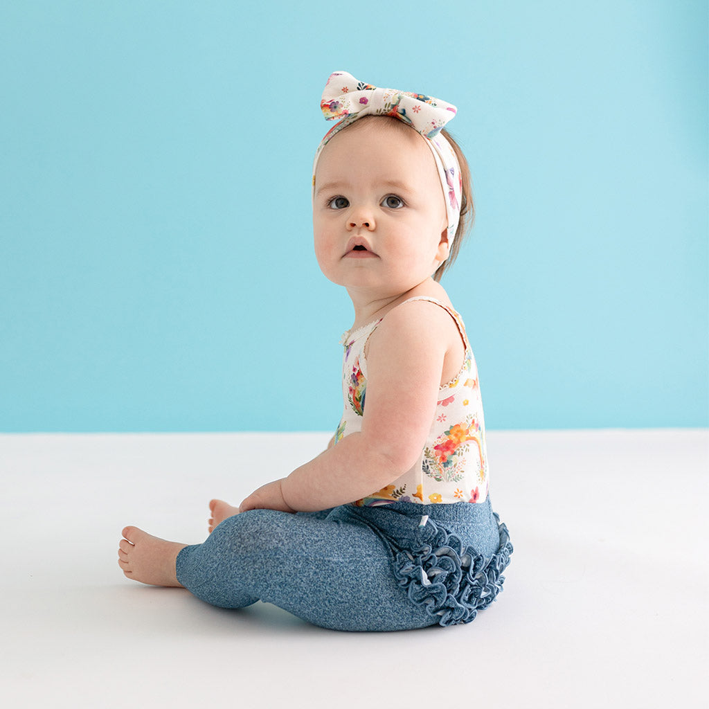 Indigo Denim Ruffled Bum Leggings