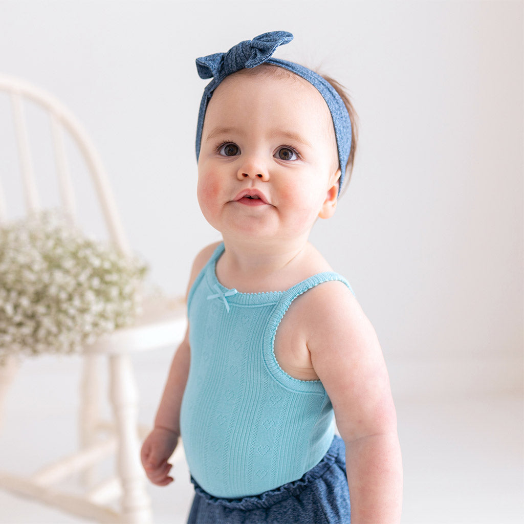 Spring Dusk Blue Pointelle Bodysuit