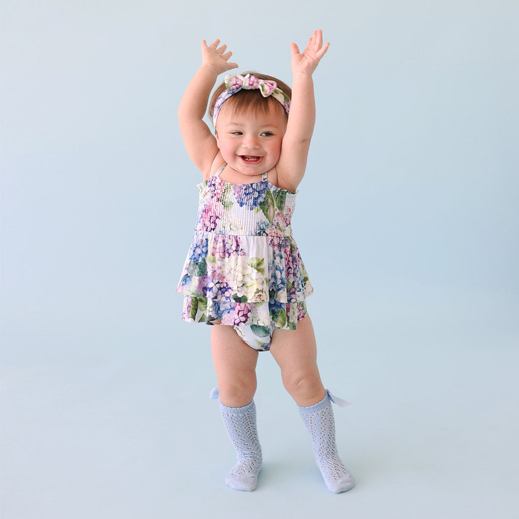 Kara Smocked Tiered Bodysuit Dress