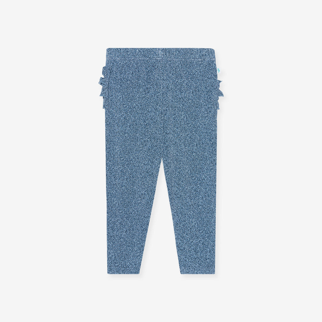 Indigo Denim Ruffled Bum Leggings